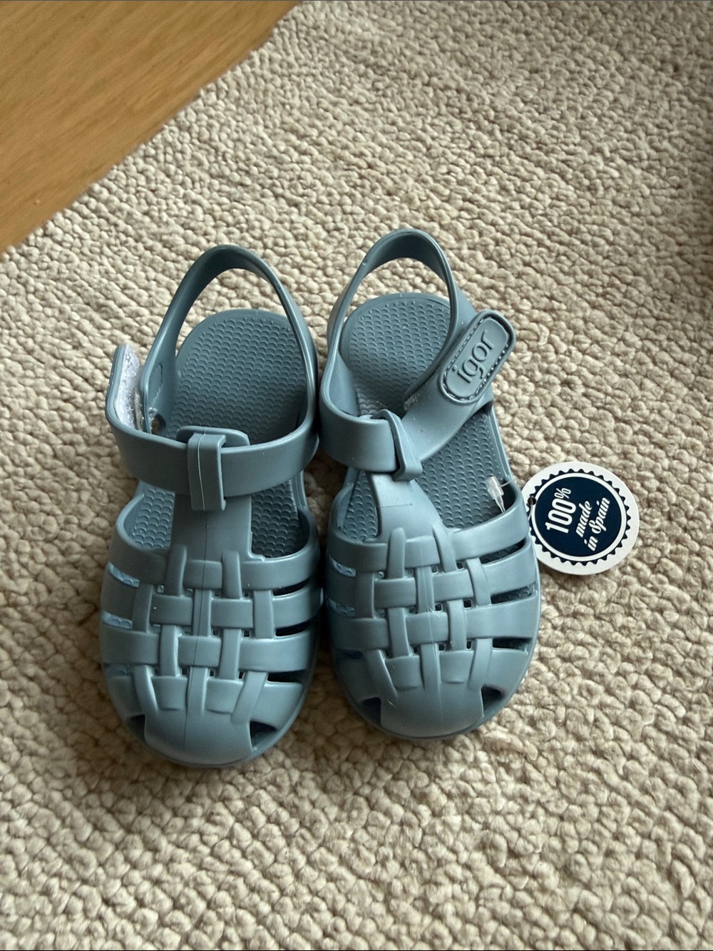 Igor Kids Light Blue Jelly Fisherman Sandals with Hook-and-Loop Strap
